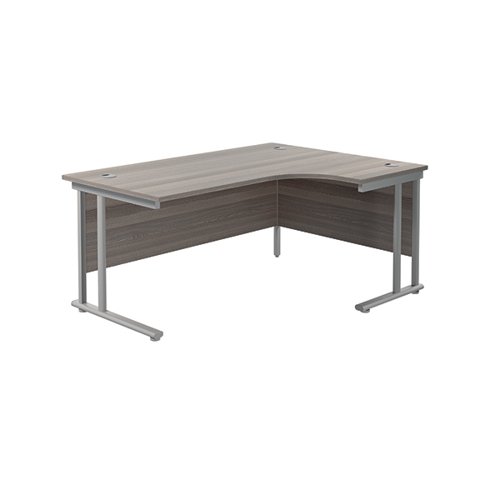 Jemini Radial Right Hand Cantilever Desk 1600x1200x730mm Grey Oak/Silver KF807599