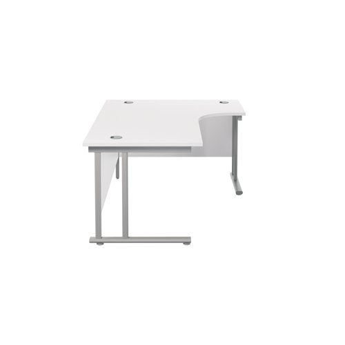 Jemini Radial Right Hand Cantilever Desk 1600x1200x730mm White/Silver KF807612 - KF807612