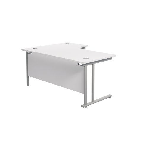 Jemini Radial Right Hand Cantilever Desk 1600x1200x730mm White/Silver KF807612 - KF807612