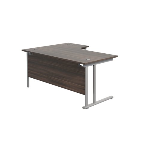 Jemini Radial Right Hand Cantilever Desk 1600x1200x730mm Dark Walnut/Silver KF807636