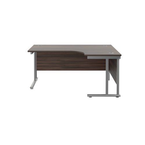 Jemini Radial Right Hand Cantilever Desk 1600x1200x730mm Dark Walnut/Silver KF807636
