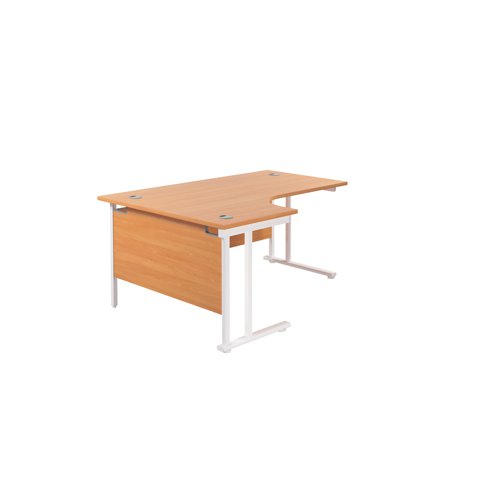 Jemini Radial Left Hand Cantilever Desk 1600x1200x730mm Beech/White KF807643 - KF807643