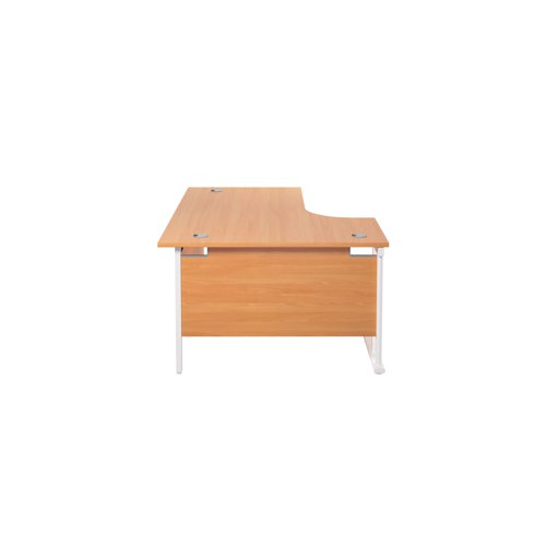 Jemini Radial Left Hand Cantilever Desk 1600x1200x730mm Beech/White KF807643 - KF807643