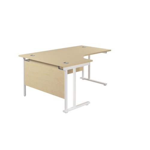 Jemini Radial Left Hand Cantilever Desk 1600x1200x730mm Maple/White KF807681