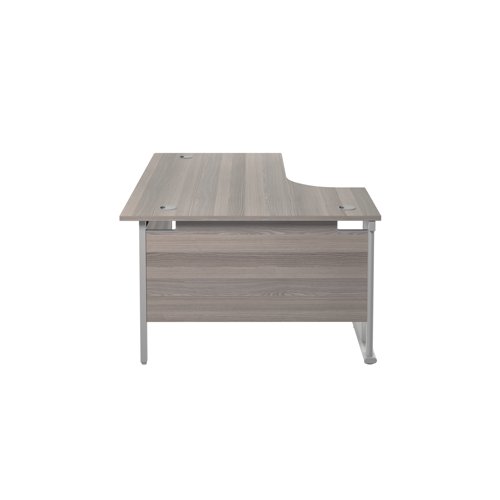 Jemini Radial Left Hand Cantilever Desk 1800x1200x730mm Grey Oak/Silver KF807773