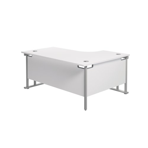 Jemini Radial Left Hand Cantilever Desk 1800x1200x730mm White/Silver KF807797 - KF807797