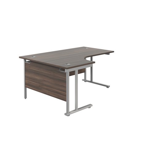 Jemini Radial Left Hand Cantilever Desk 1800x1200x730mm Dark Walnut/Silver KF807810 - KF807810