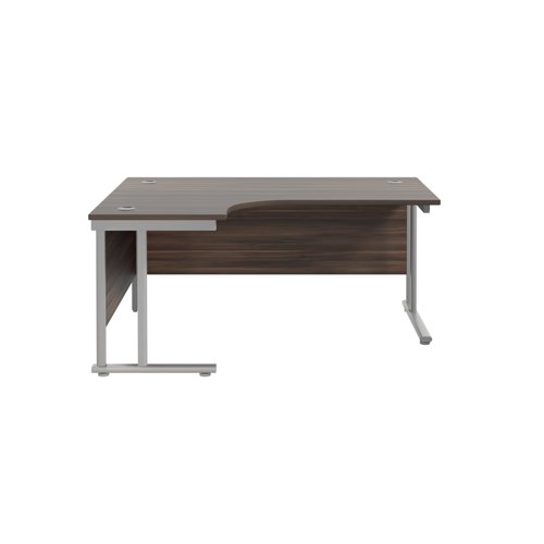 Jemini Radial Left Hand Cantilever Desk 1800x1200x730mm Dark Walnut/Silver KF807810 - KF807810