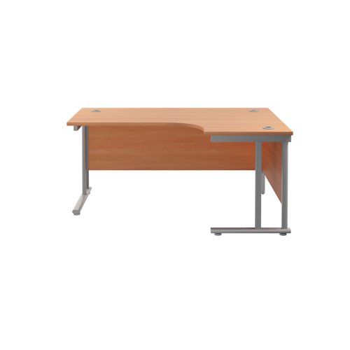 Jemini Radial Right Hand Cantilever Desk 1800x1200x730mm Beech/Silver KF807827 - KF807827