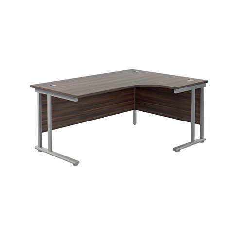 Jemini Radial Right Hand Cantilever Desk 1800x1200x730mm Dark Walnut/Silver KF807872
