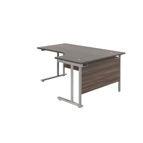 Jemini Radial Right Hand Cantilever Desk 1800x1200x730mm Dark Walnut/Silver KF807872 - KF807872