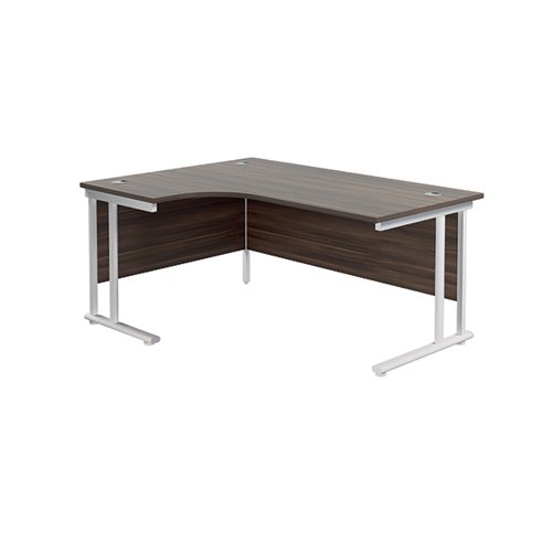 Jemini Radial Left Hand Cantilever Desk 1800x1200x730mm Dark Walnut/White KF807933 - KF807933