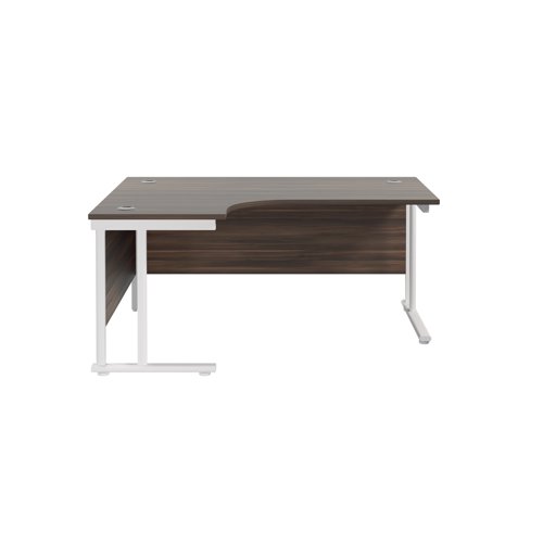 Jemini Radial Left Hand Cantilever Desk 1800x1200x730mm Dark Walnut/White KF807933 - KF807933