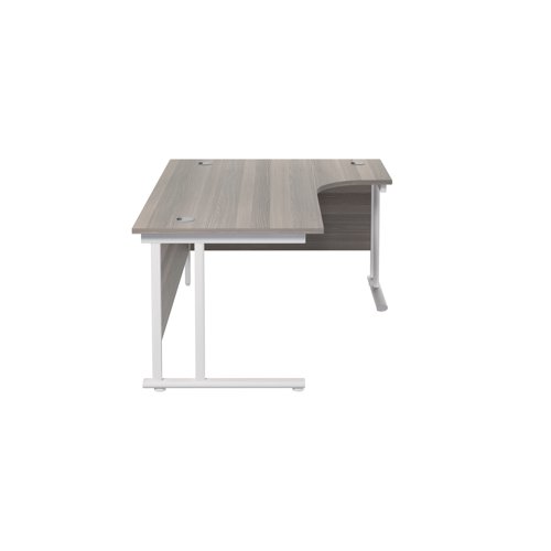 Jemini Radial Right Hand Cantilever Desk 1800x1200x730mm Grey Oak/White KF807957 Office Desks KF807957