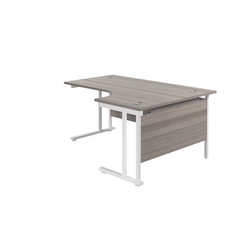 Jemini Radial Right Hand Cantilever Desk 1800x1200x730mm Grey Oak/White KF807957 Office Desks KF807957
