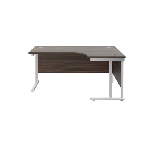 Jemini Radial Right Hand Cantilever Desk 1800x1200x730mm Dark Walnut/White KF807995 - KF807995
