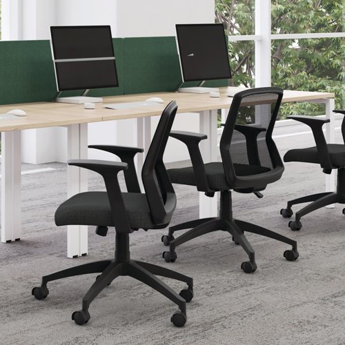 The Jemini Bench System Desking is ideal for offices where space is at a premium. Each bench desk has a tubular steel leg construction with an MFC finish floating top effect. The scalloped desktops allow for easy access to cables. Each bench desk measures 1200x800x730mm.