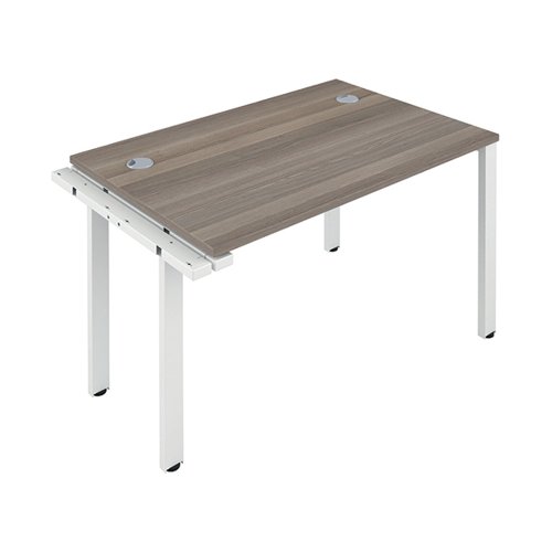 Jemini 1 Person Extension Bench Desk 1400x800x730mm Grey Oak/White KF808916 - VOW - KF808916 - McArdle Computer and Office Supplies