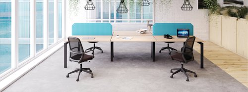 The Jemini Bench System Desking is ideal for offices where space is at a premium. Each bench desk has a tubular steel leg construction with an MFC finish floating top effect. The scalloped desktops allow for easy access to cables. Each bench desk measures 1400x1600x730mm.
