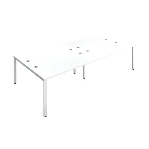 Jemini 4 Person Bench Desk 2800x1600x730mm White/White KF809111