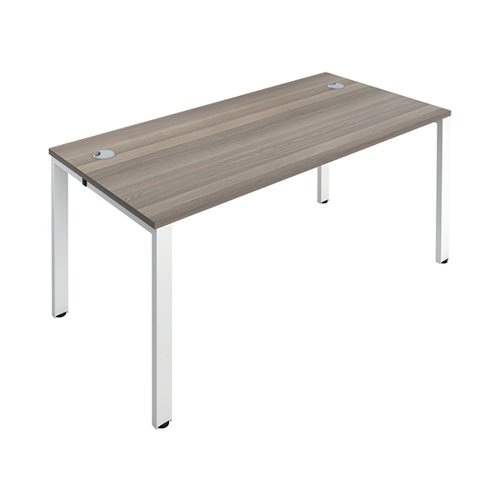Jemini 1 Person Bench Desk 1600x800x730mm Grey Oak/White KF809210 - KF809210