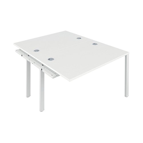 Jemini 2 Person Extension Bench Desk 1600x1600x730mm White/White KF809357