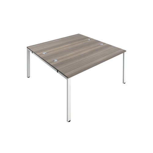 Jemini 2 Person Bench Desk 3200x1600x730mm Grey Oak/White KF809395