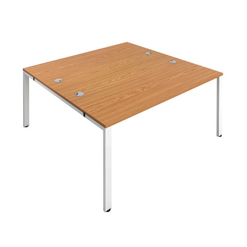 Jemini 2 Person Bench Desk 3200x1600x730mm Nova Oak/White KF809401