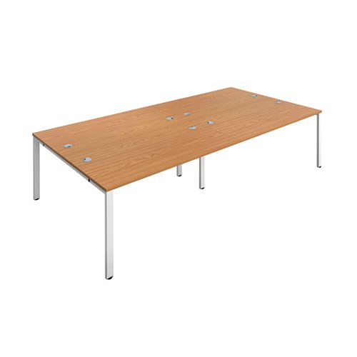 Jemini 4 Person Bench Desk 3200x1600x730mm Nova Oak/White KF809463 - KF809463