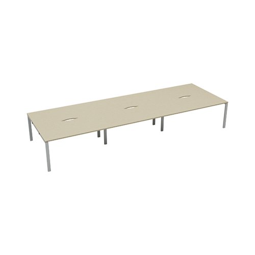 Jemini 6 Person Bench Desk 4800x1600x730mm Maple/White KF809548 - KF809548