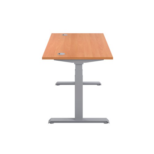 Jemini Sit/Stand Desk with Cable Ports 1200x800x630-1290mm Beech/Silver KF809685 - KF809685