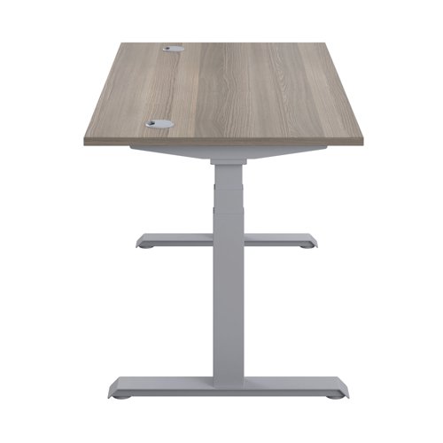 Jemini Sit/Stand Desk with Cable Ports 1200x800x630-1290mm Grey Oak/Silver KF809708 | KF809708 | VOW