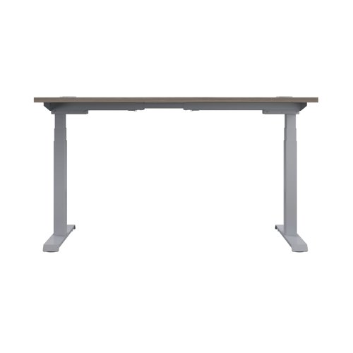 Jemini Sit/Stand Desk with Cable Ports 1200x800x630-1290mm Grey Oak/Silver KF809708