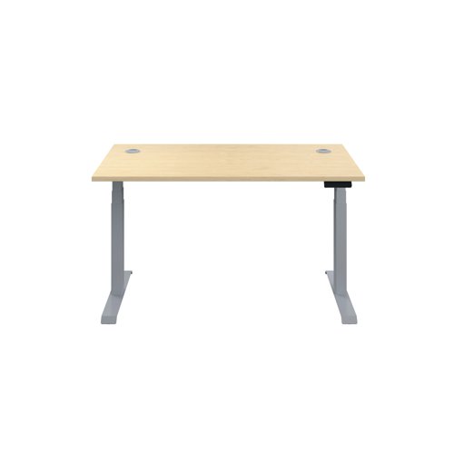 Jemini Sit/Stand Desk with Cable Ports 1200x800x630-1290mm Maple/Silver KF809715 | KF809715 | VOW