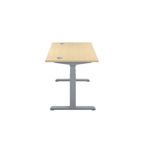 Jemini Sit/Stand Desk with Cable Ports 1200x800x630-1290mm Maple/Silver KF809715 - KF809715