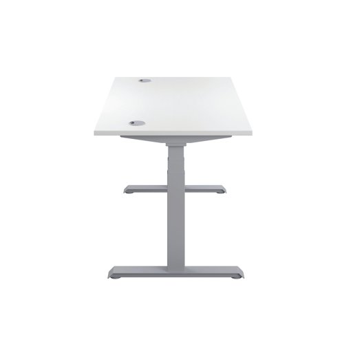 Jemini Sit/Stand Desk with Cable Ports 1200x800x630-1290mm White/Silver KF809739 - KF809739