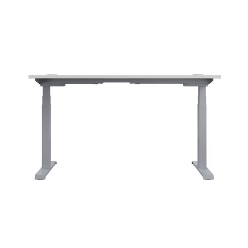 Jemini Sit/Stand Desk with Cable Ports 1200x800x630-1290mm White/Silver KF809739