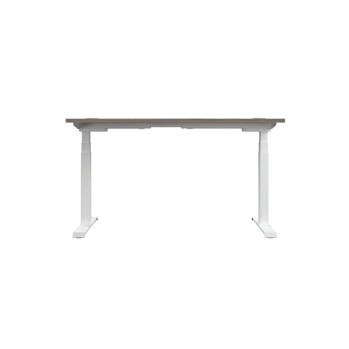 Jemini Sit/Stand Desk with Cable Ports 1200x800x630-1290mm Grey Oak/White KF809760 | KF809760 | VOW