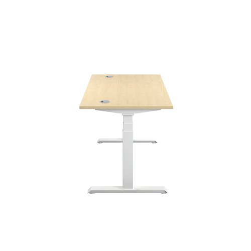 This Jemini Sit/Stand Desk features 3 stage height adjustability with a digital display and 4 pre-set buttons for an easy transition between sitting and standing. The 25mm thick desktop is mounted on sturdy cantilever legs and features dual cable management ports. This desk measures 1200x800x630-1290mm and comes with white legs.