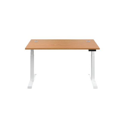 Jemini Sit/Stand Desk with Cable Ports 1200x800x630-1290mm Nova Oak/White KF809784