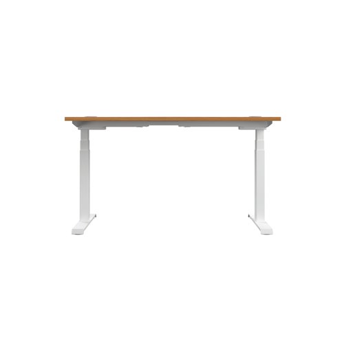 Jemini Sit/Stand Desk with Cable Ports 1200x800x630-1290mm Nova Oak/White KF809784 | KF809784 | VOW