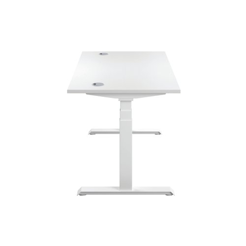 Jemini Sit/Stand Desk with Cable Ports 1200x800x630-1290mm White/White KF809791 - KF809791
