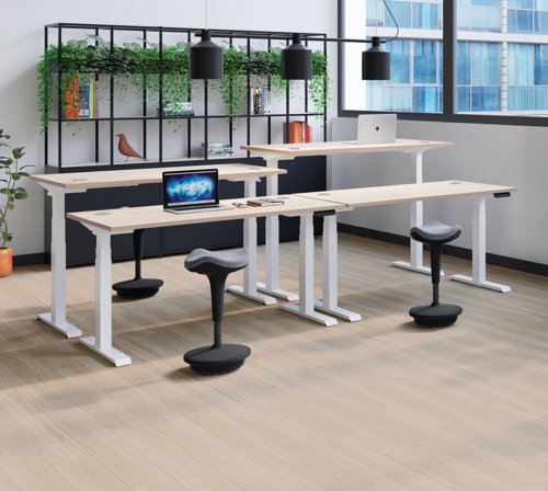 Jemini Sit/Stand Desk with Cable Ports 1200x800x630-1290mm White/White KF809791 - KF809791