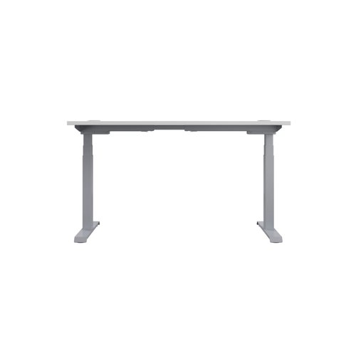 Jemini Sit/Stand Desk with Cable Ports 1400x800x630-1290mm White/Silver KF809852