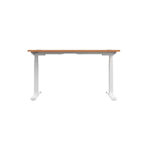 Jemini Sit/Stand Desk with Cable Ports 1400x800x630-1290mm Beech/White KF809869 - KF809869