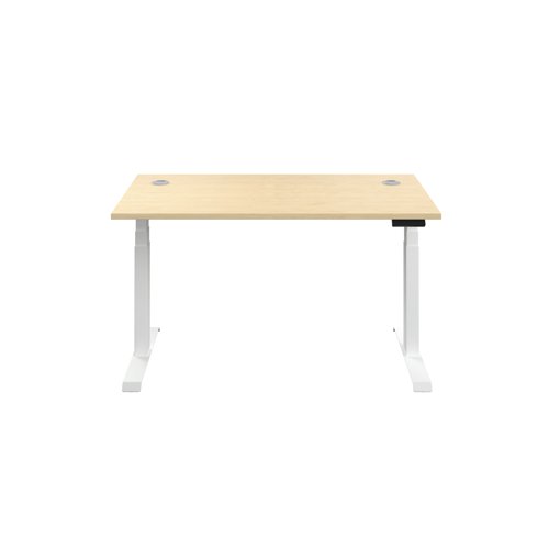 Jemini Sit/Stand Desk with Cable Ports 1400x800x630-1290mm Maple/White KF809890