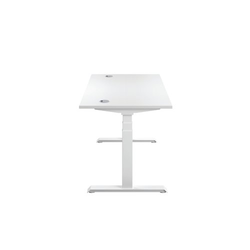 Jemini Sit/Stand Desk with Cable Ports 1400x800x630-1290mm White/White KF809913 - KF809913