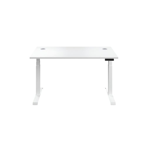 Jemini Sit/Stand Desk with Cable Ports 1400x800x630-1290mm White/White KF809913 | KF809913 | VOW