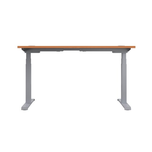 Jemini Sit/Stand Desk with Cable Ports 1600x800x630-1290mm Beech/Silver KF809920 - KF809920