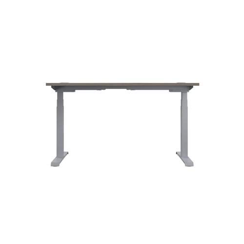 Jemini Sit/Stand Desk with Cable Ports 1600x800x630-1290mm Grey Oak/Silver KF809944
